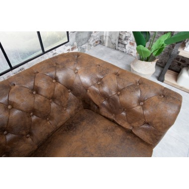 Invicta CHESTERFIELD Sofa 3 osobowa antyczny brąz mikrofibra 205 x 75 x 85cm / 17382