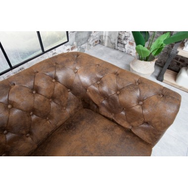 Invicta CHESTERFIELD Sofa 3 osobowa brązowy antyk 205cm / 17382