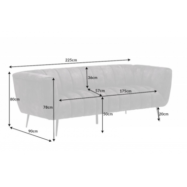 Invicta Sofa NOBLESSE szary aksamit 225cm / 41248