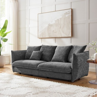 Invicta Sofa tapicerowana COCOONIG Bouclé szary 225cm / 43440