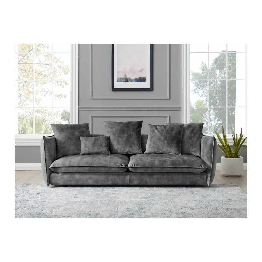 Invicta Sofa tapicerowana COCOONIG aksamit szary 225cm / 43441