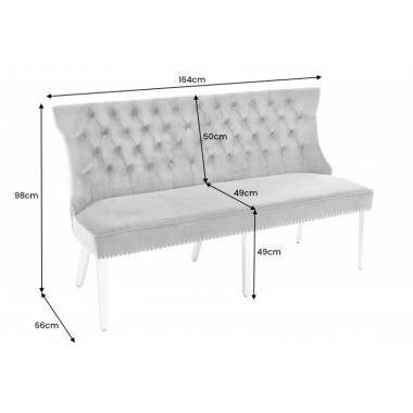 Invicta Sofa Castle deluxe szary aksamit 164cm / 43211