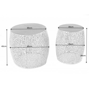 Invicta Stolik kawowy Leaf komplet 2 szt. srebrny 40cm / 43226