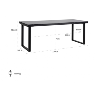 Stół do jadalni Beaumont czarny 230cm / 7126