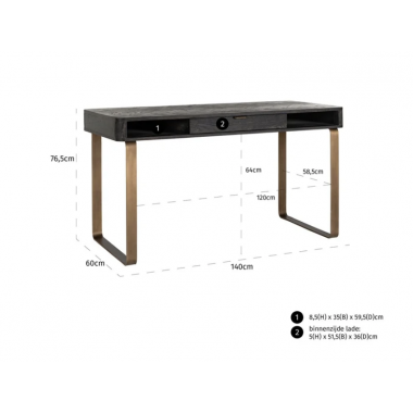 Stół do jadalni Blackbone brass czarny rustykalny 220cm / 7379