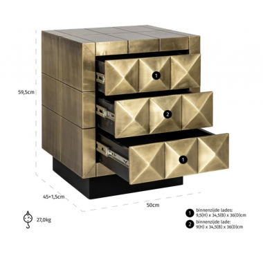 Szafka nocna COLLADA szczotkowane złoto 50cm / 7588
