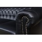 Invicta Sofa Chesterfield 3 osobowa imitacja skóry antyczna czerń 205cm / 41447