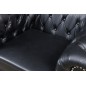 Invicta Fotel Chesterfield imitacja skóry antyczna czerń 110cm / 41448