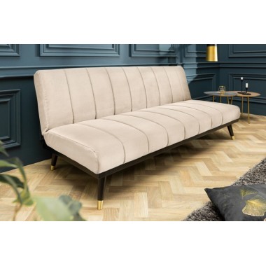 Invicta PETIT BEAUTE sofa rozkładana szampański aksamit 180cm / 43522