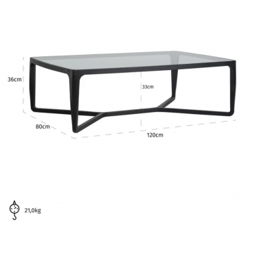 MONFORT Stolik kawowy czarny 120cm / 6442