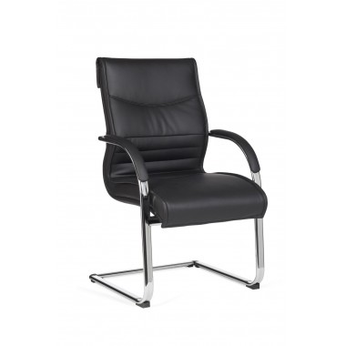 AMSTYLE cantilever MILANO Visitor chair Upholstery artificial leather black rocking chair XXL chrome 120kg Conference chair Desi