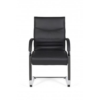 AMSTYLE cantilever MILANO Visitor chair Upholstery artificial leather black rocking chair XXL chrome 120kg Conference chair Desi