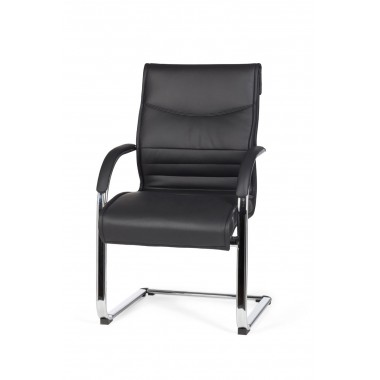 AMSTYLE cantilever MILANO Visitor chair Upholstery artificial leather black rocking chair XXL chrome 120kg Conference chair Desi