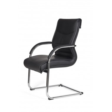 AMSTYLE cantilever MILANO Visitor chair Upholstery artificial leather black rocking chair XXL chrome 120kg Conference chair Desi