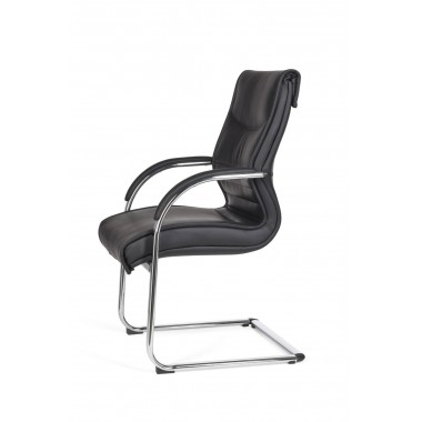 AMSTYLE cantilever MILANO Visitor chair Upholstery artificial leather black rocking chair XXL chrome 120kg Conference chair Desi