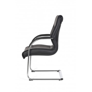 AMSTYLE cantilever MILANO Visitor chair Upholstery artificial leather black rocking chair XXL chrome 120kg Conference chair Desi