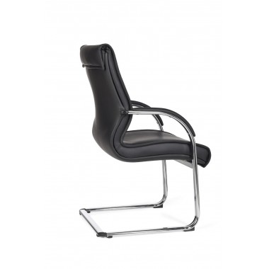 AMSTYLE cantilever MILANO Visitor chair Upholstery artificial leather black rocking chair XXL chrome 120kg Conference chair Desi