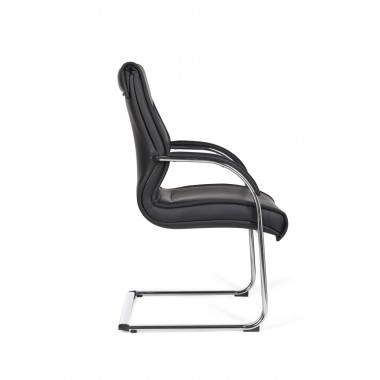 AMSTYLE cantilever MILANO Visitor chair Upholstery artificial leather black rocking chair XXL chrome 120kg Conference chair Desi