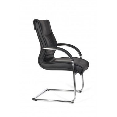 AMSTYLE cantilever MILANO Visitor chair Upholstery artificial leather black rocking chair XXL chrome 120kg Conference chair Desi