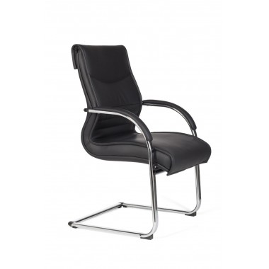 AMSTYLE cantilever MILANO Visitor chair Upholstery artificial leather black rocking chair XXL chrome 120kg Conference chair Desi