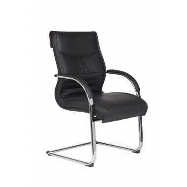 AMSTYLE cantilever MILANO Visitor chair Upholstery artificial leather black rocking chair XXL chrome 120kg Conference chair Desi