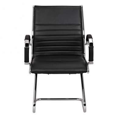 AMSTYLE cantilever SALZBURG Meeting chair in genuine leather Black Rocking Chair XXL chrome 120kg Visitors Chair Design