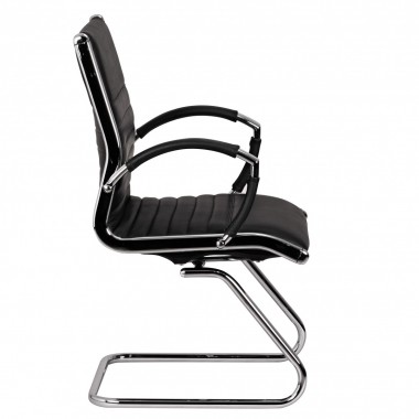 AMSTYLE cantilever SALZBURG Meeting chair in genuine leather Black Rocking Chair XXL chrome 120kg Visitors Chair Design