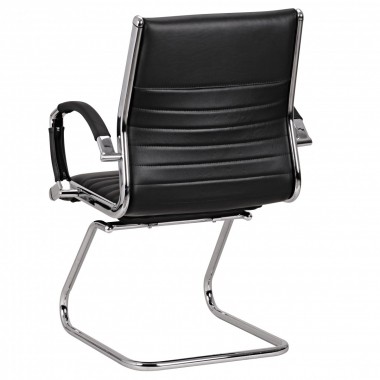 AMSTYLE cantilever SALZBURG Meeting chair in genuine leather Black Rocking Chair XXL chrome 120kg Visitors Chair Design