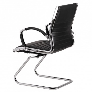 AMSTYLE cantilever SALZBURG Meeting chair in genuine leather Black Rocking Chair XXL chrome 120kg Visitors Chair Design