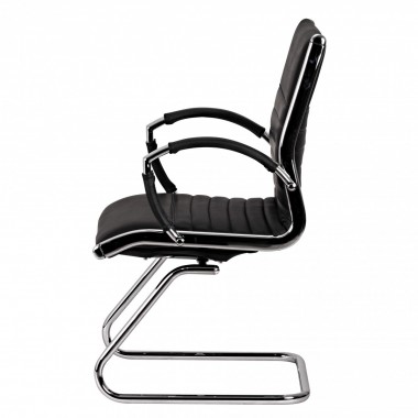 AMSTYLE cantilever SALZBURG Meeting chair in genuine leather Black Rocking Chair XXL chrome 120kg Visitors Chair Design