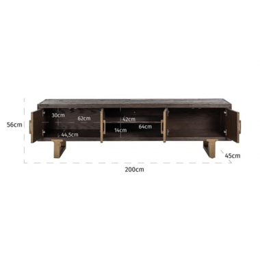 Szafka RTV CROMFORD MILL 4 drzwiowa drewno z recyklingu 200cm / 7635