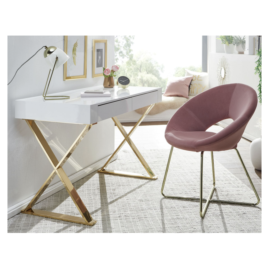 WOHNLING Biurko MDF wysoki połysk białe 118cm / WL6.314