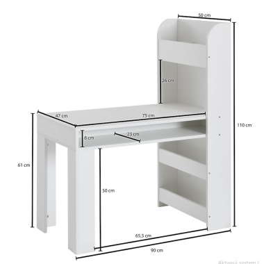 Wohnling Biurko dziecięce z półką białe 90cm/ WL6.388