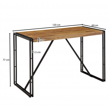 Wohnling Biurko MAKASSAR sheesham czarne nogi 120cm / WL6.519