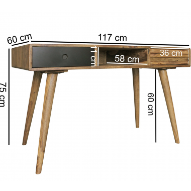 WOHNLING Biurko REPA sheesham z 2 szufladami 117cm / WL1.955