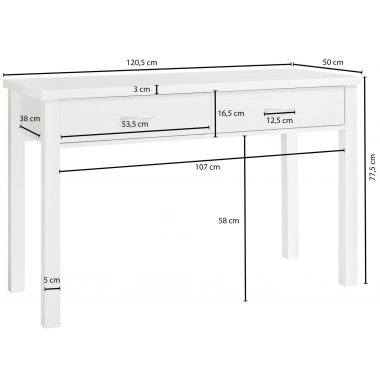 Wohnling Biurko TOULON białe 120cm / WL1.158