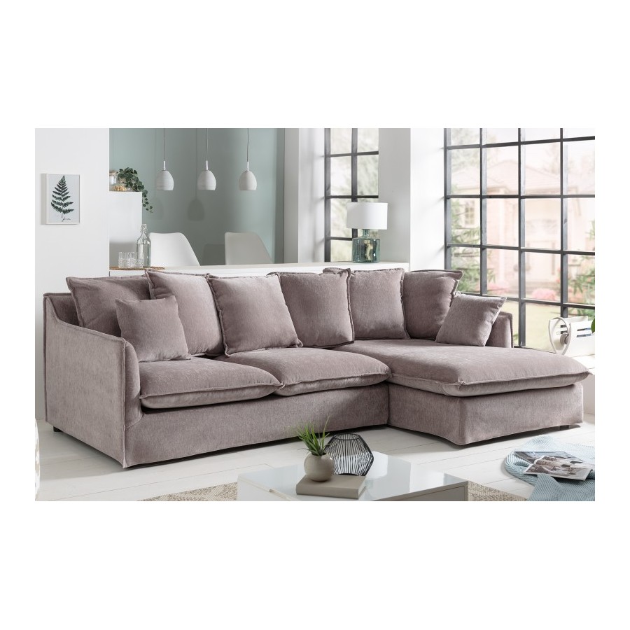 Invicta HEAVEN Sofa narożna aksamit taupe 255cm / 40674