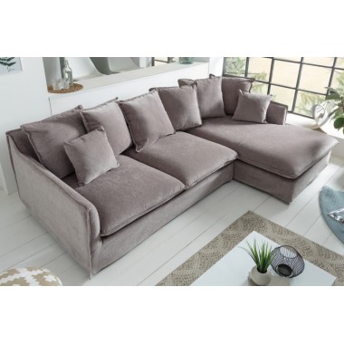 Invicta HEAVEN Sofa narożna aksamit taupe 255cm / 40674