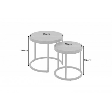 Invicta Stolik kawowy ELEGANCE 2 sztuki czarny 45cm / 43644