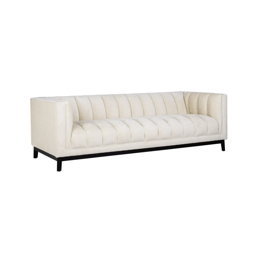 BEAUDY Sofa white chenille ognioodporny 230cm / S5141 FR