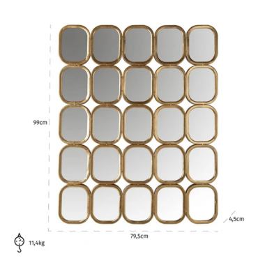 MARILA Lustro ścienne złote 79.5 x 99cm / MI-0051