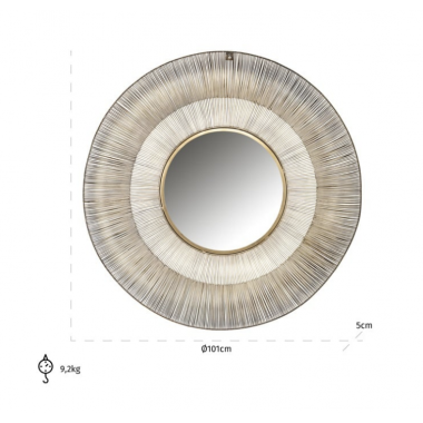 ALIZA Lustro ścienne szczotkowane złoto Ø 101cm / MI-0075
