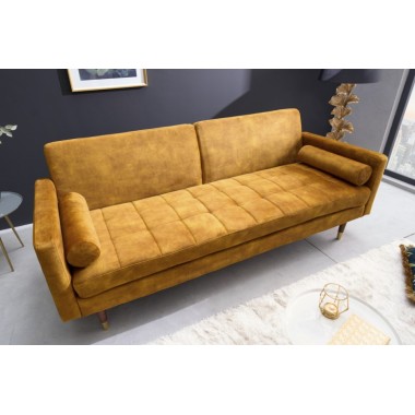 Invicta Sofa COUTURE musztardowo żółty microvelours 195cm / 42490