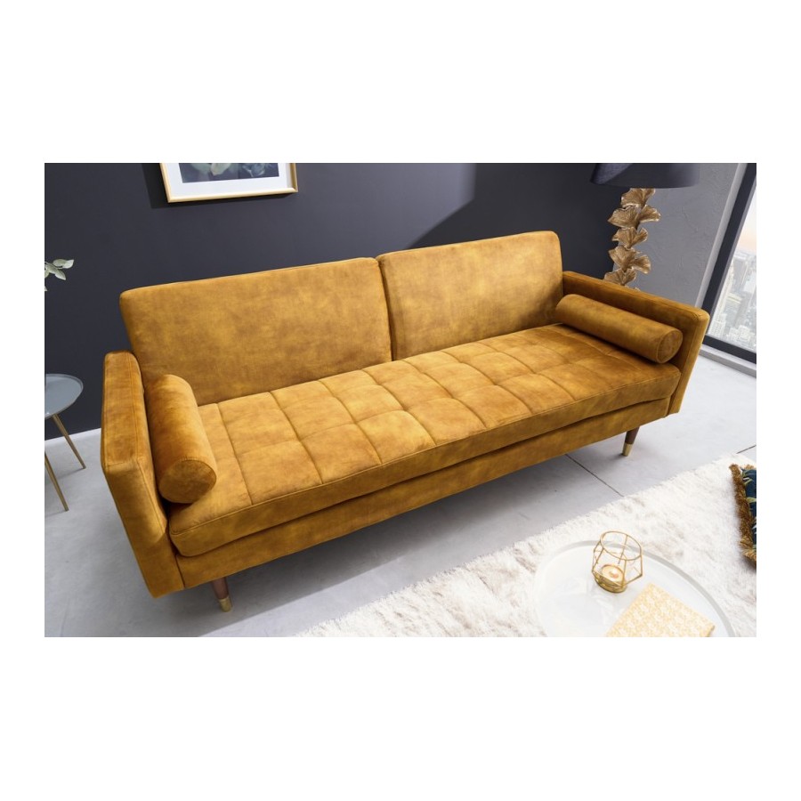 Invicta Sofa COUTURE musztardowo żółty microvelours 195cm / 42490