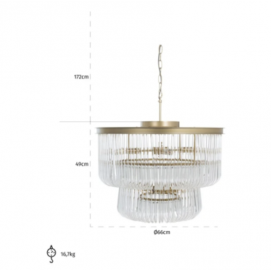 ROMY Lampa wisząca szczotkowane złoto 66cm / HL-0139