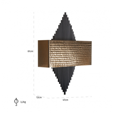 LOUA Lampa ścienna czarno złota 12cm / ML-0012