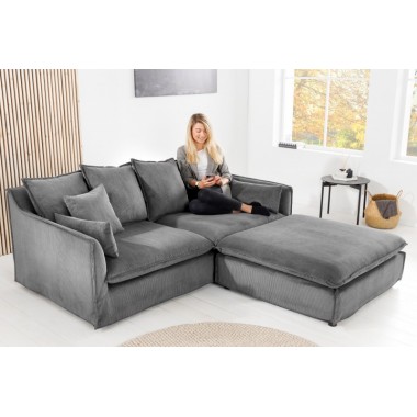 Invicta Sofa HEAVEN 3 osobowa szary sztruks 202cm / 43443