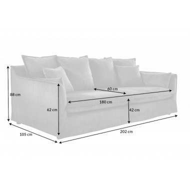 Invicta Sofa HEAVEN 3 osobowa szary sztruks 202cm / 43443