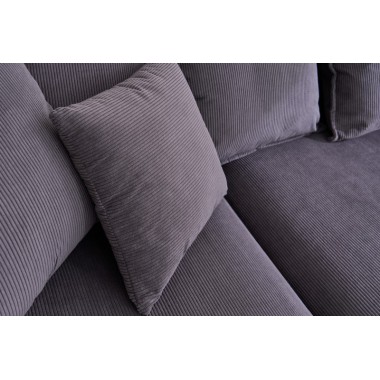 Invicta HEAVEN Sofa narożna prawostronna szary sztruks 255cm / 45445