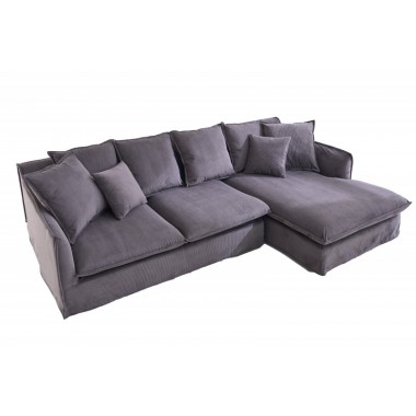 Invicta HEAVEN Sofa narożna prawostronna szary sztruks 255cm / 45445